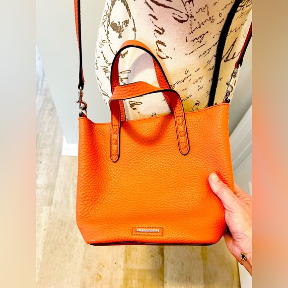 Rebecca Minkoff Handbags - Rebecca Minkoff Mini Unlined Ladies Small Leather Tote Handbag, Mandarin Orange.